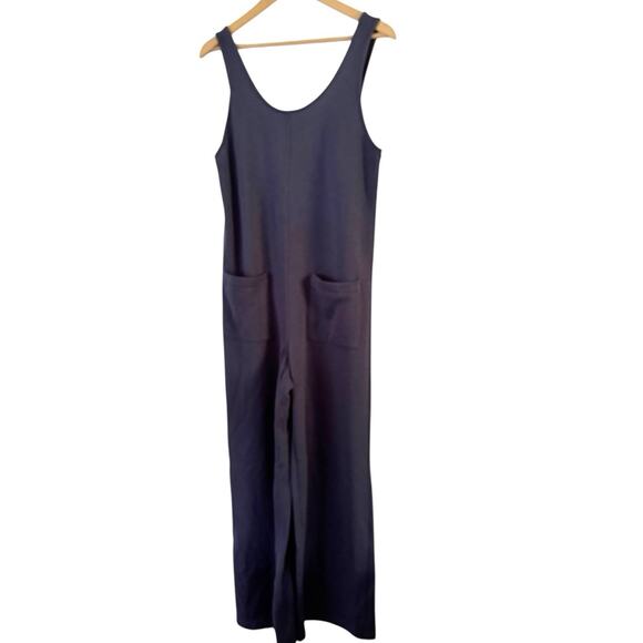 Old Navy Blue Sleeveless Loose Marled Fleece Lounge Jumpsuit Wide Leg Size XS - Picture 1 of 7
